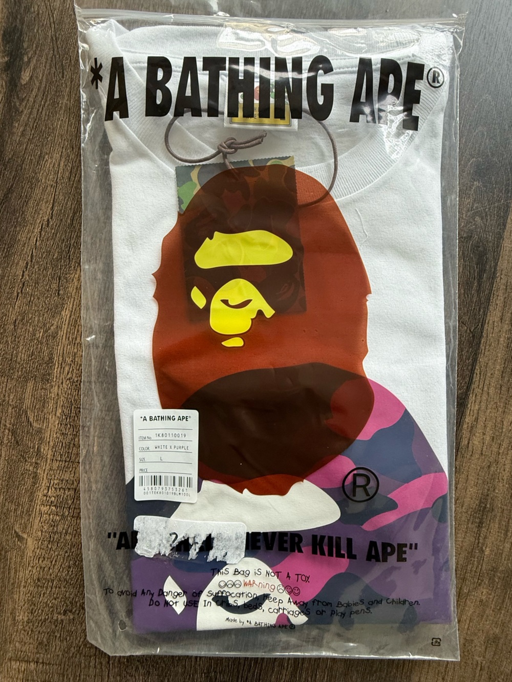 Bape White T-Shirt with Multicolor Ape Head Graphic